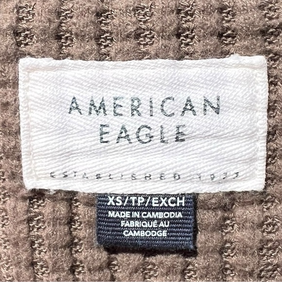 🌻 American Eagle Big Hug V-Neck Waffle Sweatshirt Size XS - Picture 6 of 7